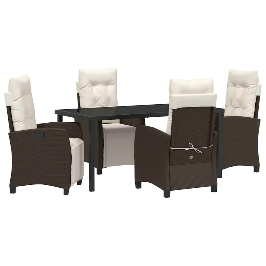 Ensemble de salle à manger pour jardin 5 pcs Marron polyrotin - 2