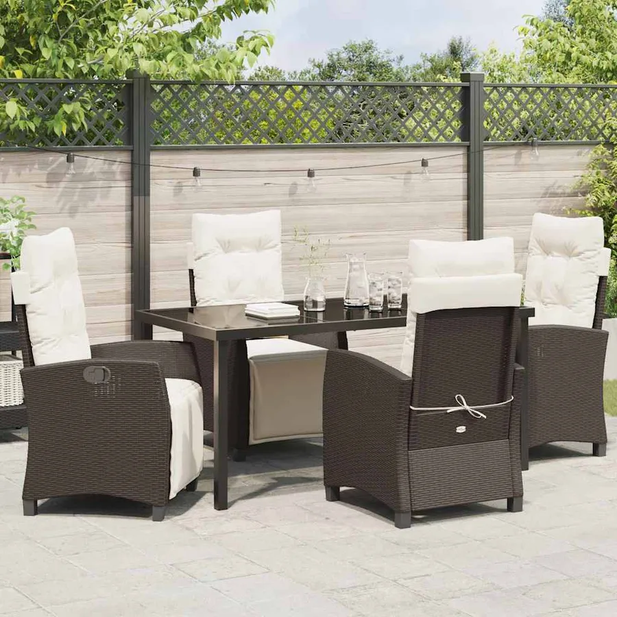 Ensemble de salle à manger pour jardin 5 pcs Marron polyrotin - 4