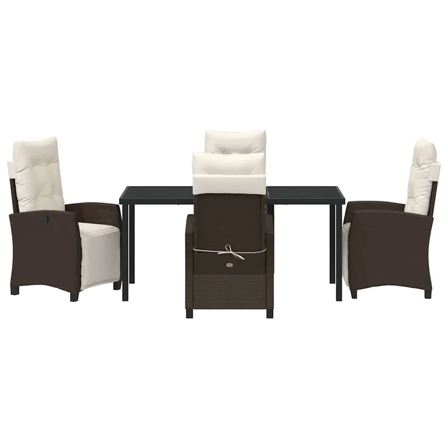 Ensemble de salle à manger pour jardin 5 pcs Marron polyrotin - 7