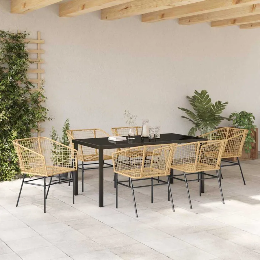 Ensemble de salle à manger pour jardin 7 pcs Marron polyrotin - 4