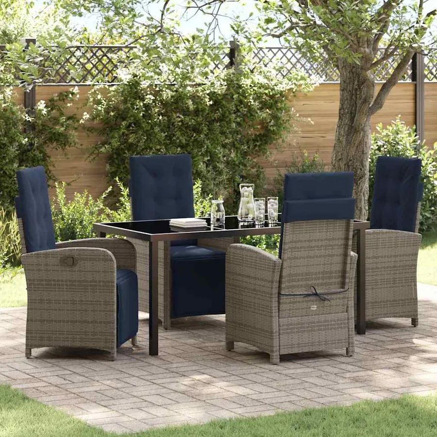 Ensemble de salle à manger pour jardin 5 pcs Gris polyrotin