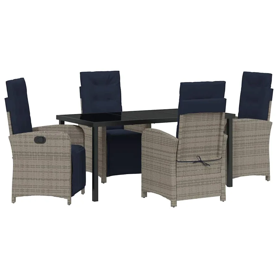Ensemble de salle à manger pour jardin 5 pcs Gris polyrotin - 2