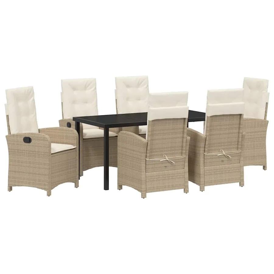 Ensemble de salle à manger pour jardin 7 pcs Beige polyrotin - 2