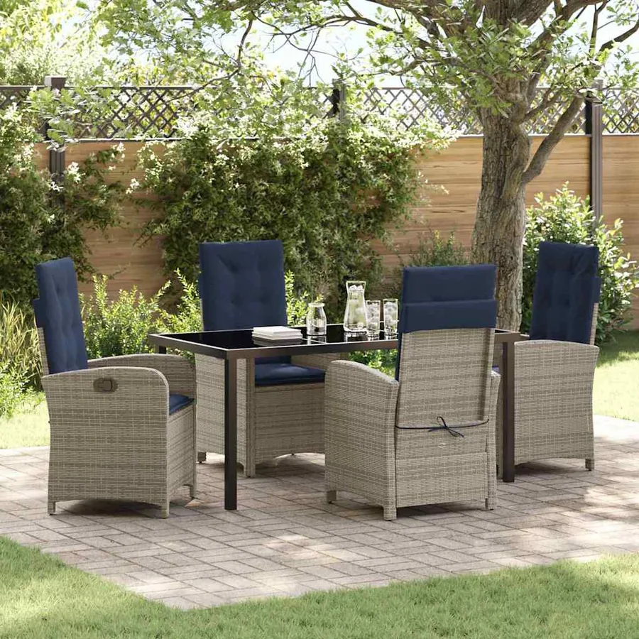 Ensemble de salle à manger pour jardin 5 pcs Gris polyrotin