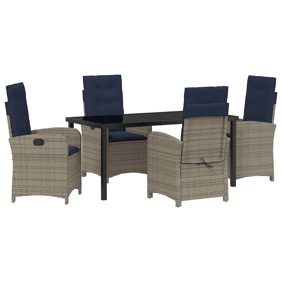 Ensemble de salle à manger pour jardin 5 pcs Gris polyrotin - 2