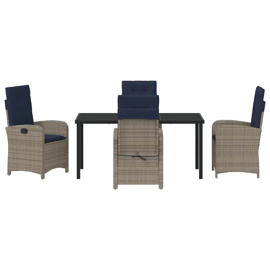 Ensemble de salle à manger pour jardin 5 pcs Gris polyrotin - 7
