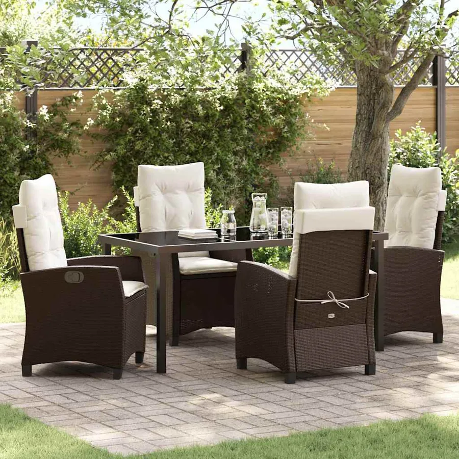 Ensemble de salle à manger pour jardin 5 pcs Marron polyrotin
