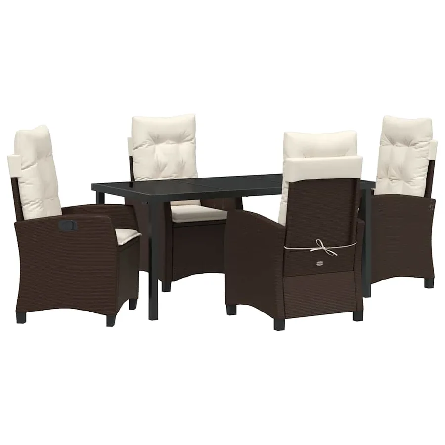 Ensemble de salle à manger pour jardin 5 pcs Marron polyrotin - 2