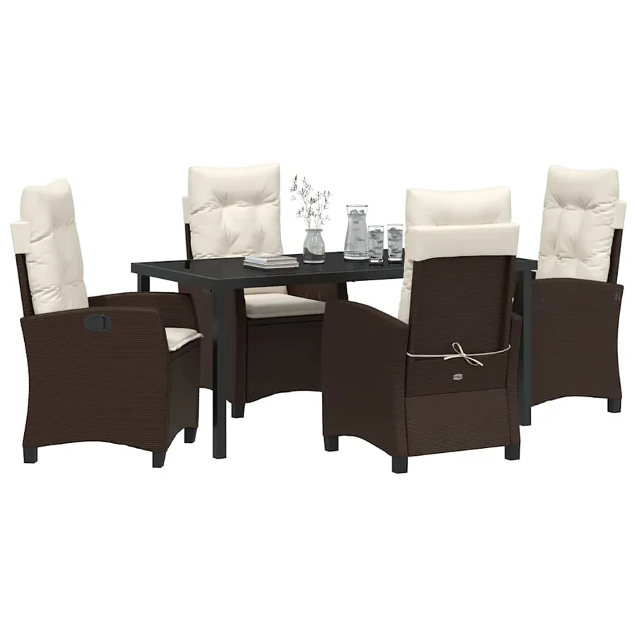 Ensemble de salle à manger pour jardin 5 pcs Marron polyrotin - 3