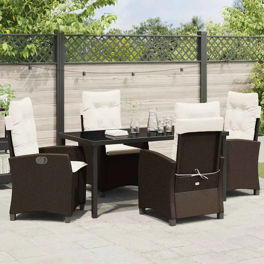 Ensemble de salle à manger pour jardin 5 pcs Marron polyrotin - 4
