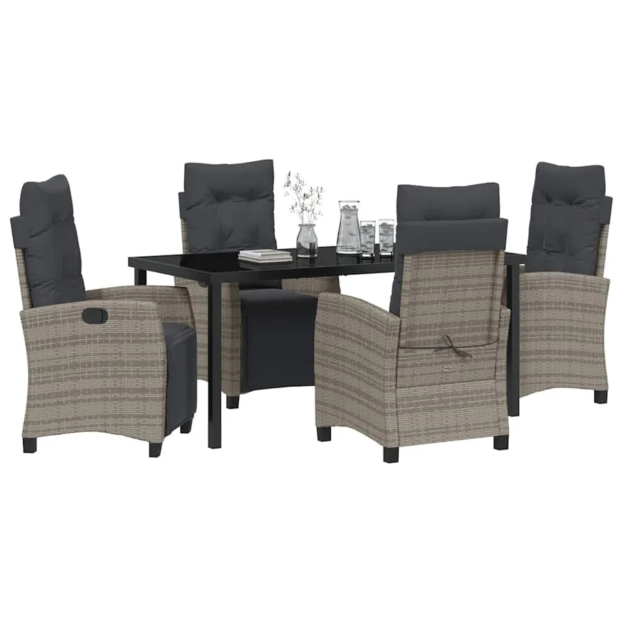 Ensemble de salle à manger pour jardin 5 pcs Gris polyrotin - 3