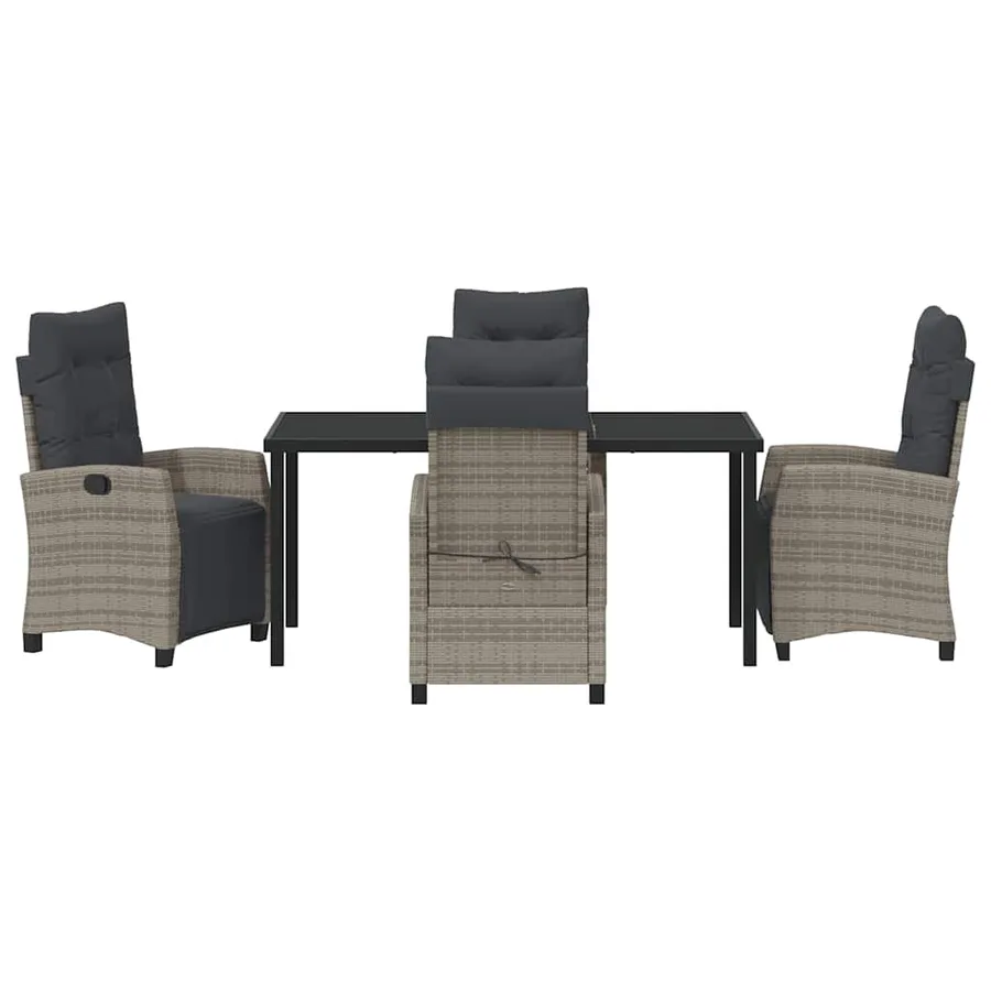 Ensemble de salle à manger pour jardin 5 pcs Gris polyrotin - 7