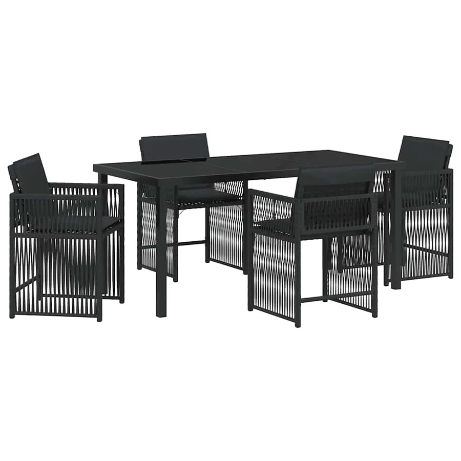 Ensemble de salle à manger pour jardin 5 pcs Noir polyrotin - 2