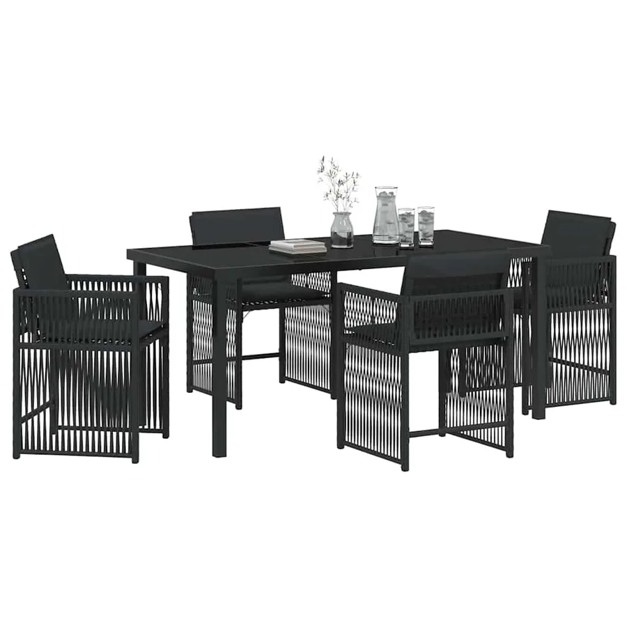 Ensemble de salle à manger pour jardin 5 pcs Noir polyrotin - 3