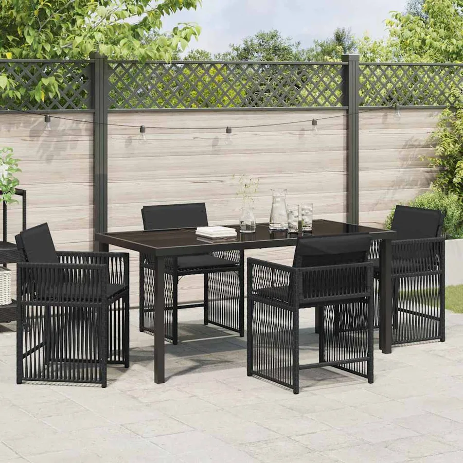 Ensemble de salle à manger pour jardin 5 pcs Noir polyrotin - 4