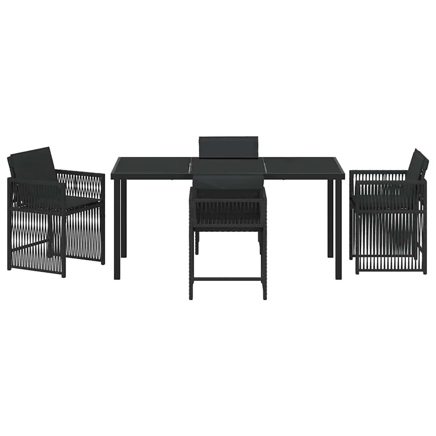 Ensemble de salle à manger pour jardin 5 pcs Noir polyrotin - 7