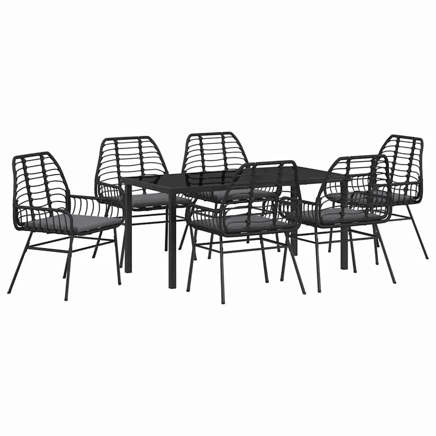 Ensemble de salle à manger pour jardin 7 pcs Noir polyrotin - 2