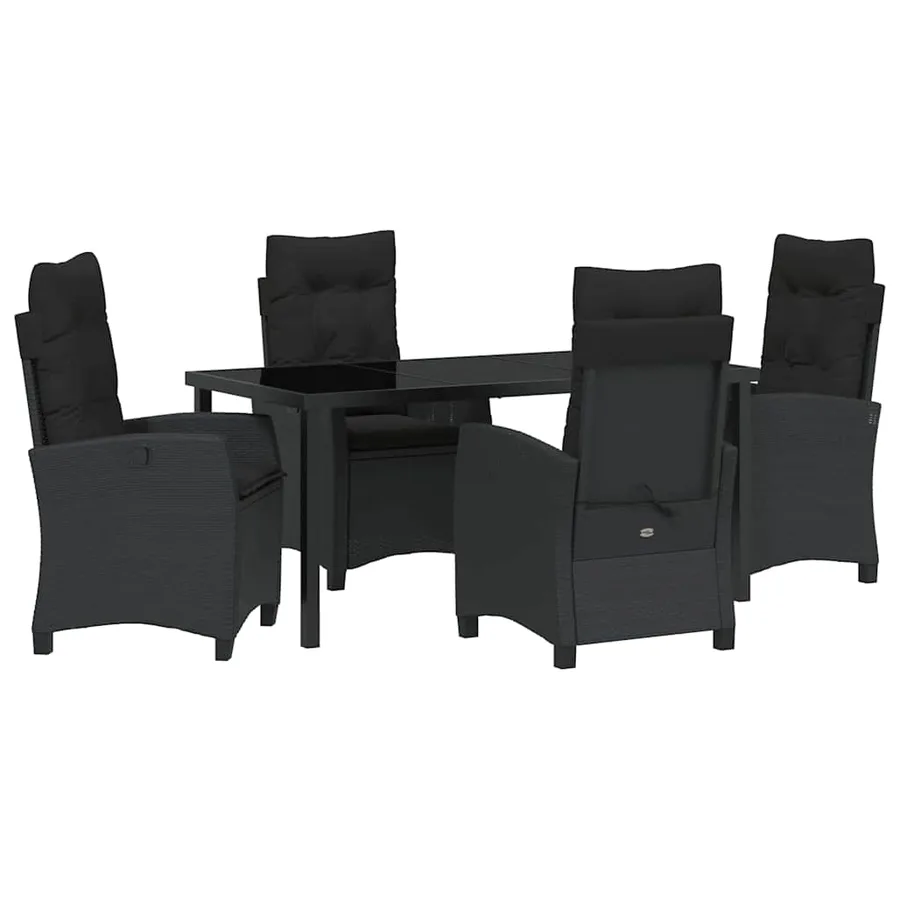 Ensemble de salle à manger pour jardin 5 pcs Noir polyrotin - 2