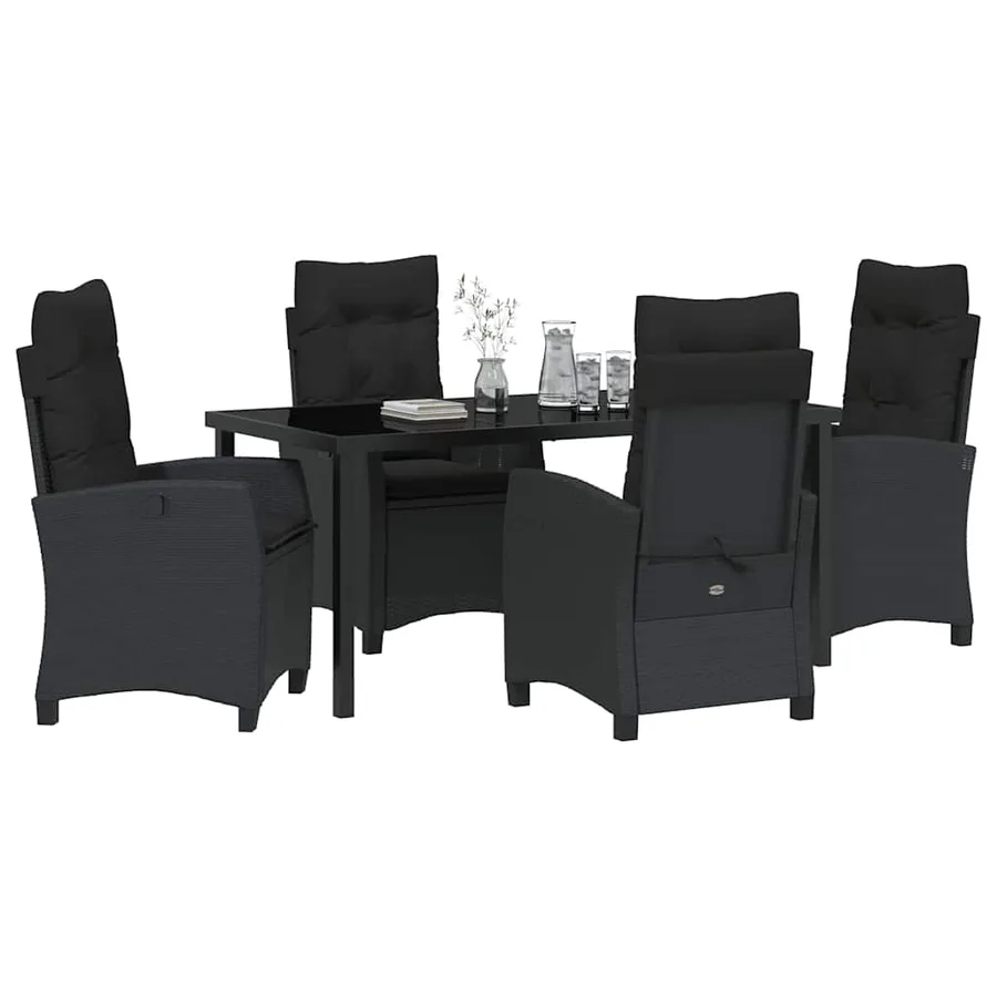 Ensemble de salle à manger pour jardin 5 pcs Noir polyrotin - 3