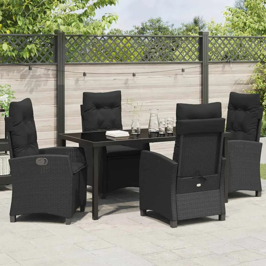Ensemble de salle à manger pour jardin 5 pcs Noir polyrotin - 4