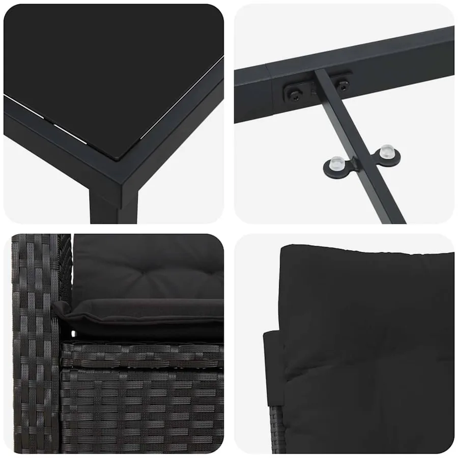 Ensemble de salle à manger pour jardin 5 pcs Noir polyrotin - 9