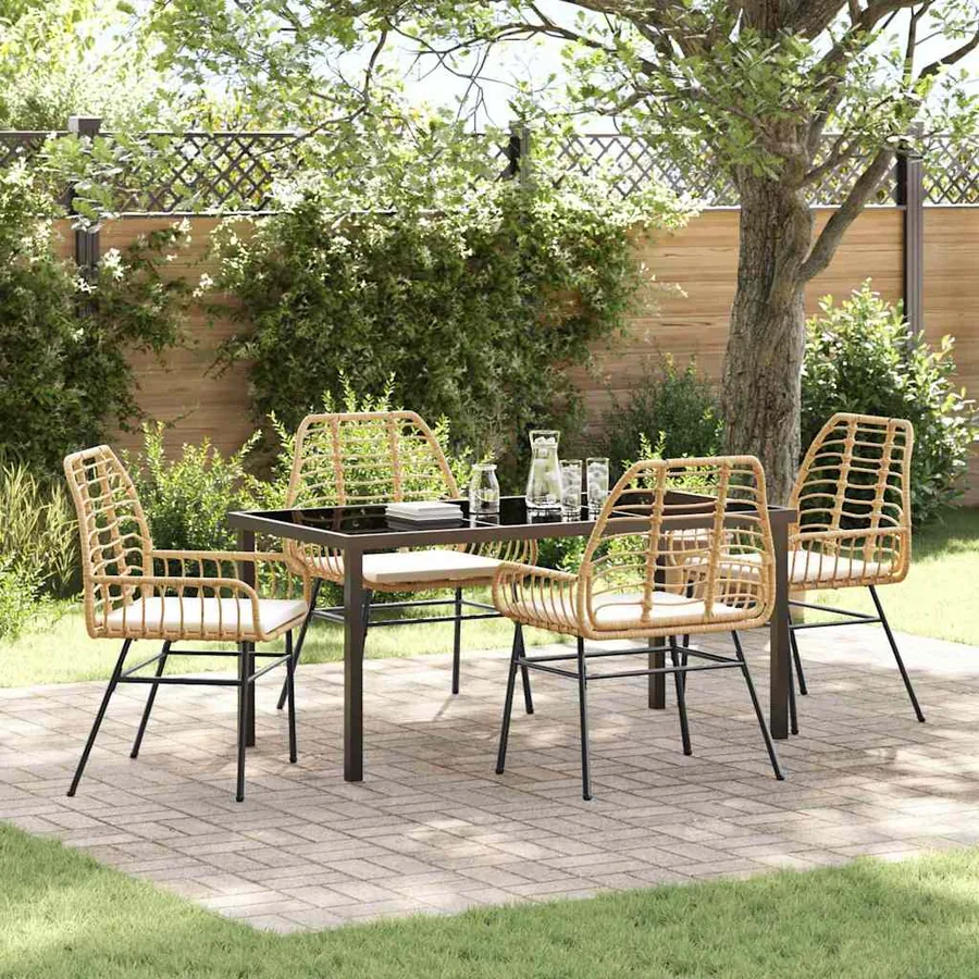 Ensemble de salle à manger pour jardin 5 pcs Marron polyrotin