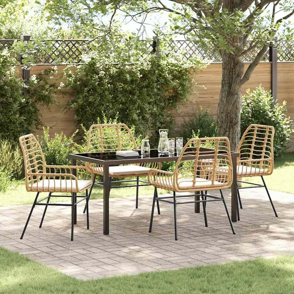 Ensemble de salle à manger pour jardin 5 pcs Marron polyrotin