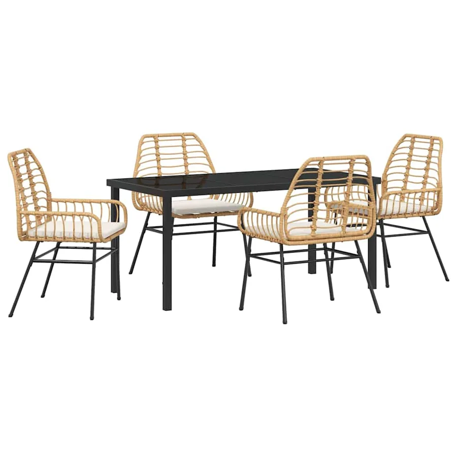 Ensemble de salle à manger pour jardin 5 pcs Marron polyrotin - 2