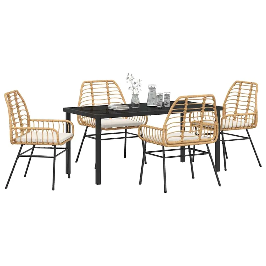 Ensemble de salle à manger pour jardin 5 pcs Marron polyrotin - 3