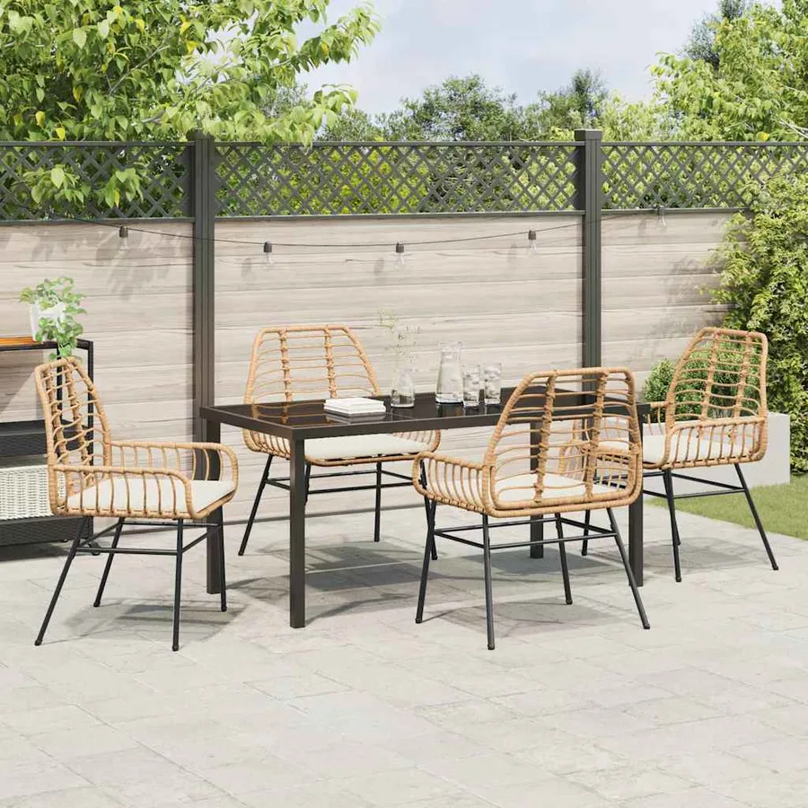 Ensemble de salle à manger pour jardin 5 pcs Marron polyrotin - 4