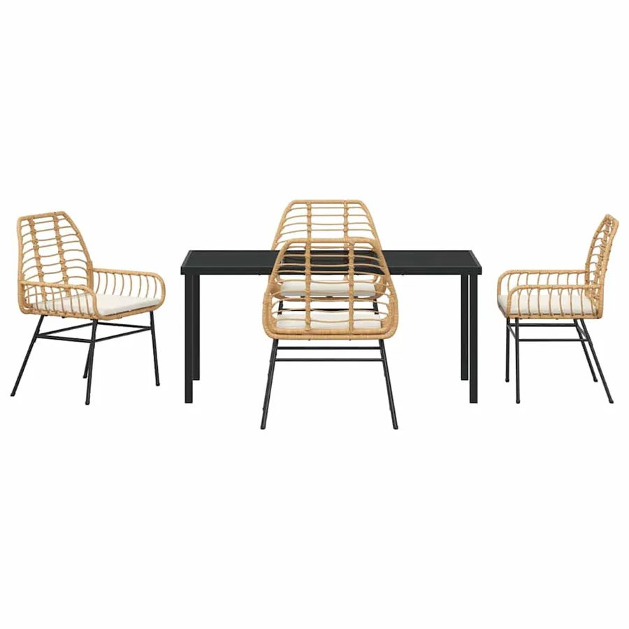 Ensemble de salle à manger pour jardin 5 pcs Marron polyrotin - 7