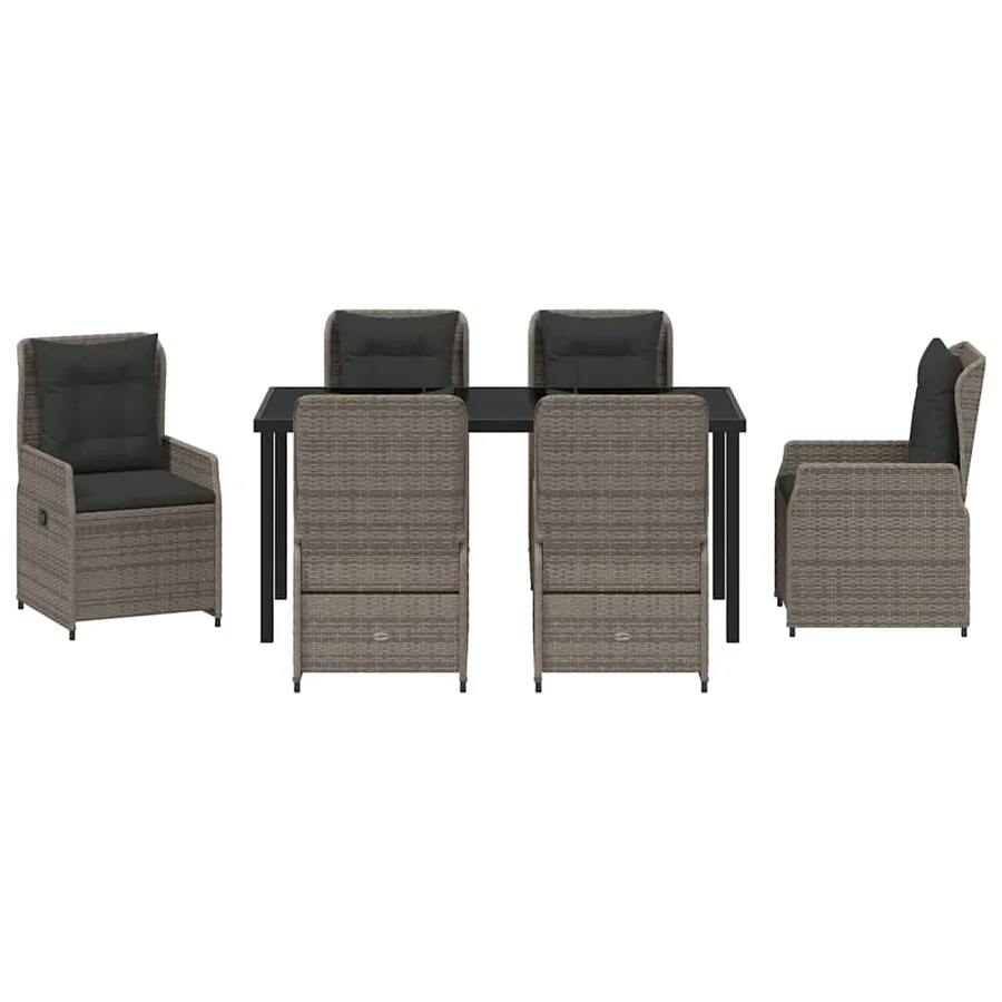 Ensemble de salle à manger pour jardin 7 pcs Gris polyrotin - 7