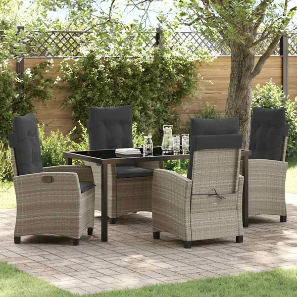 Ensemble de salle à manger pour jardin 5 pcs Gris clair