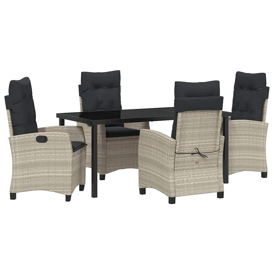 Ensemble de salle à manger pour jardin 5 pcs Gris clair - 2