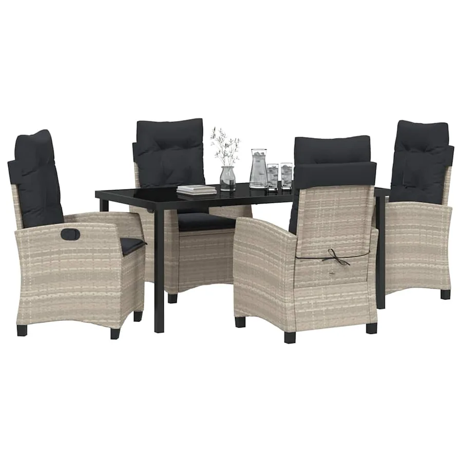 Ensemble de salle à manger pour jardin 5 pcs Gris clair - 3