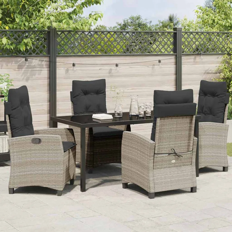 Ensemble de salle à manger pour jardin 5 pcs Gris clair - 4
