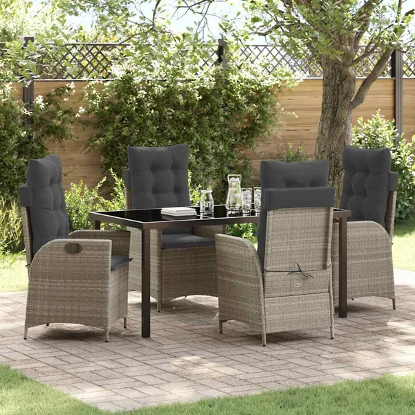 Ensemble de salle à manger pour jardin 5 pcs Gris clair