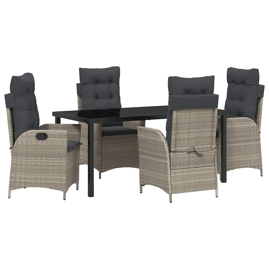 Ensemble de salle à manger pour jardin 5 pcs Gris clair - 2