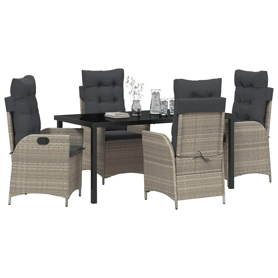 Ensemble de salle à manger pour jardin 5 pcs Gris clair - 3