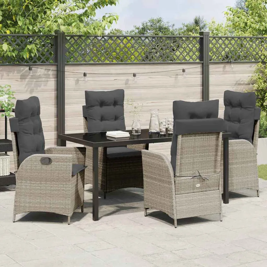 Ensemble de salle à manger pour jardin 5 pcs Gris clair - 4