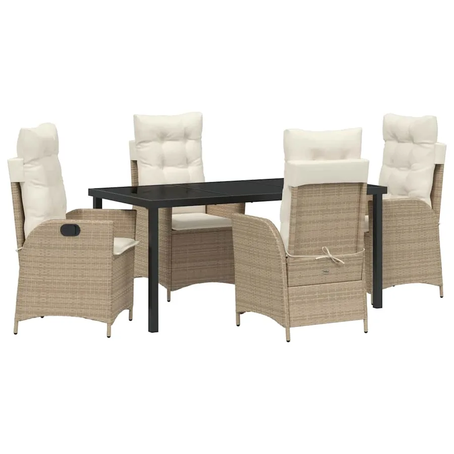 Ensemble de salle à manger pour jardin 5 pcs Beige polyrotin - 2