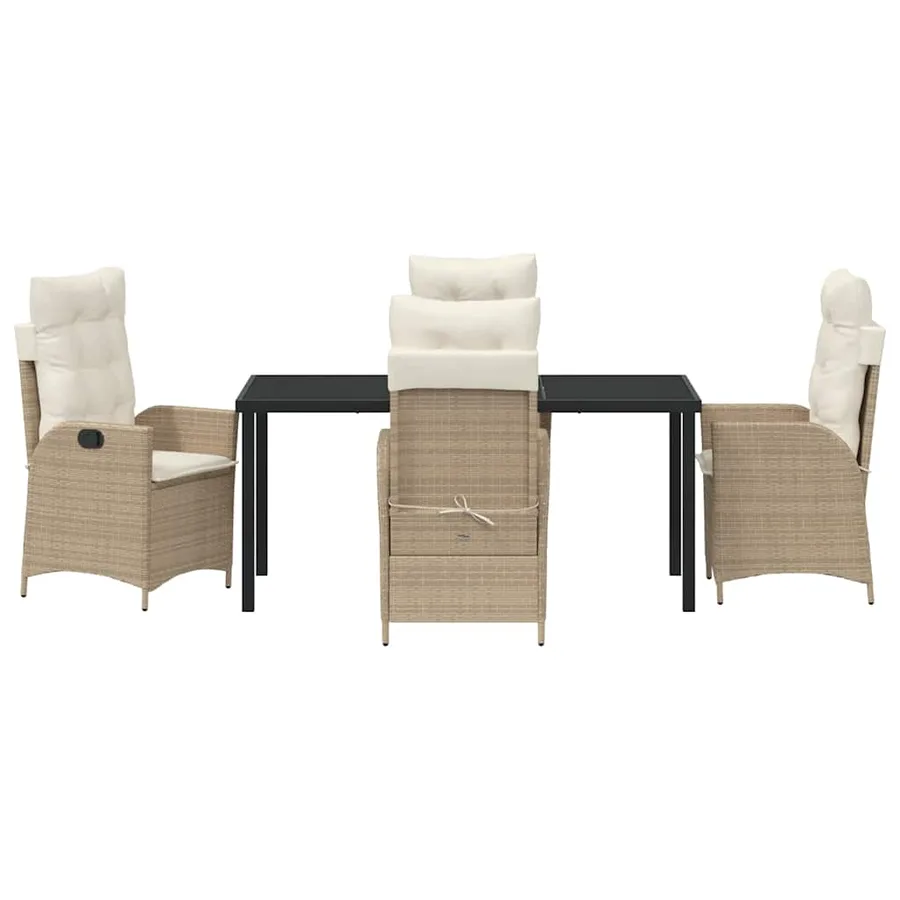 Ensemble de salle à manger pour jardin 5 pcs Beige polyrotin - 7
