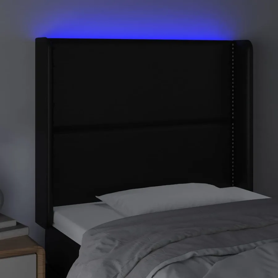Tête de lit à LED Noir 103x16x118/128 cm Similicuir - 4