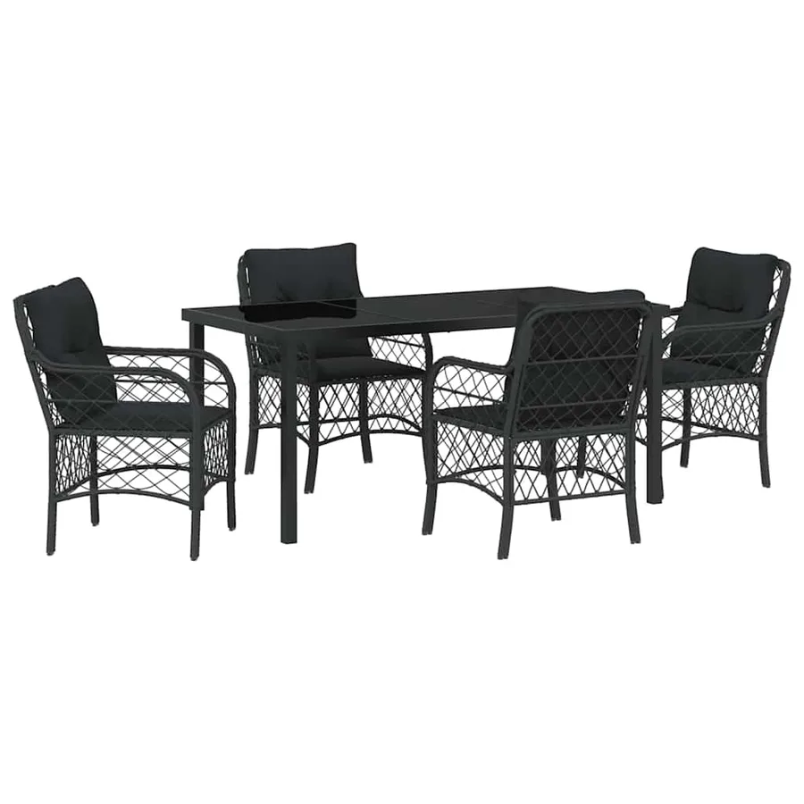 Ensemble de salle à manger pour jardin 5 pcs Noir polyrotin - 2