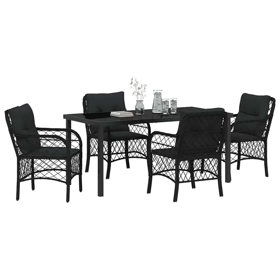 Ensemble de salle à manger pour jardin 5 pcs Noir polyrotin - 3