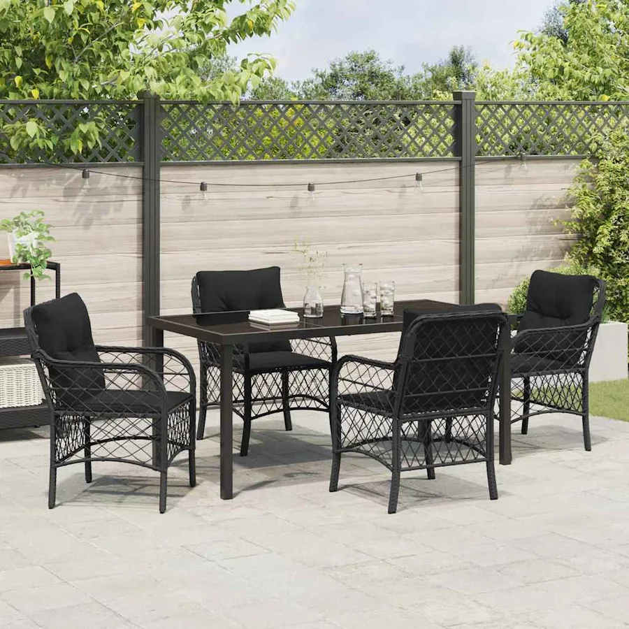 Ensemble de salle à manger pour jardin 5 pcs Noir polyrotin - 4