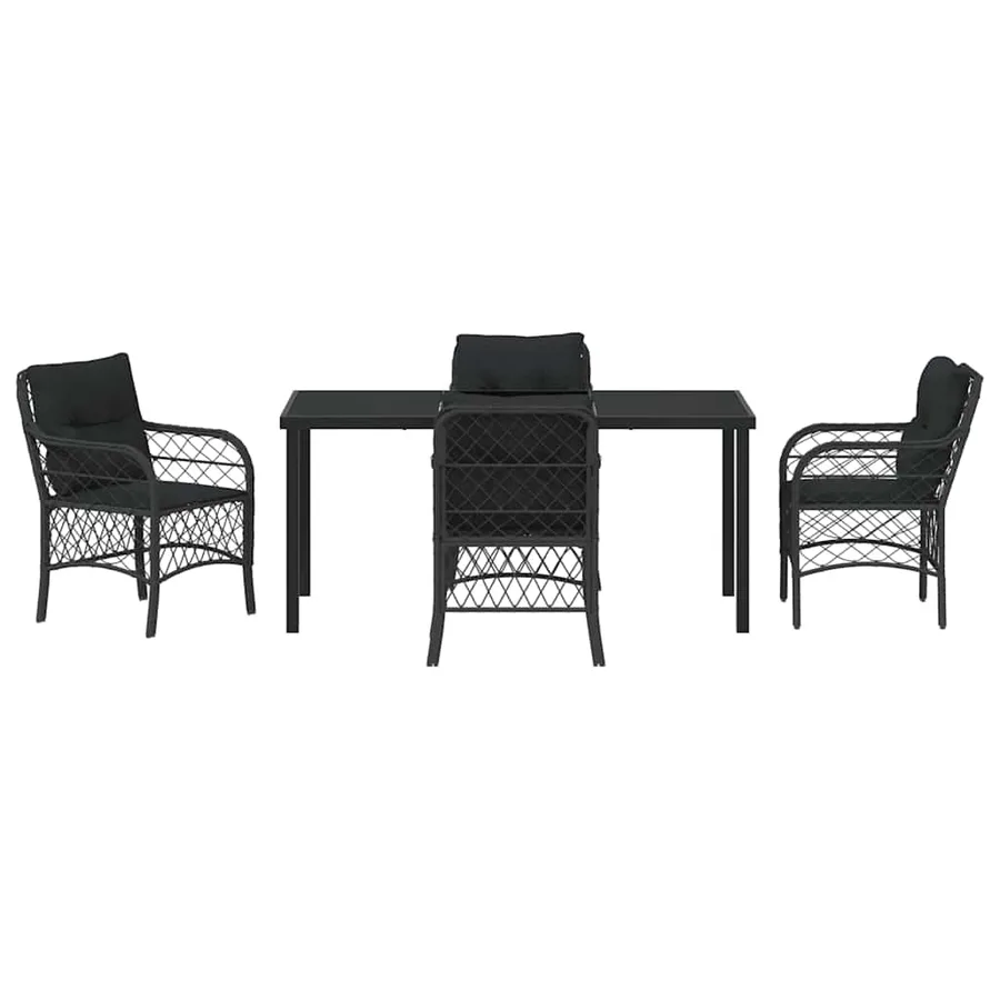 Ensemble de salle à manger pour jardin 5 pcs Noir polyrotin - 7