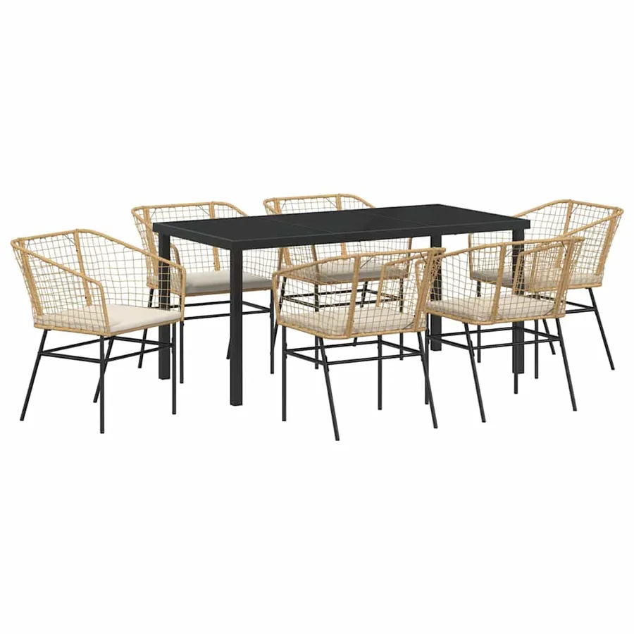 Ensemble de salle à manger pour jardin 7 pcs Marron polyrotin - 2