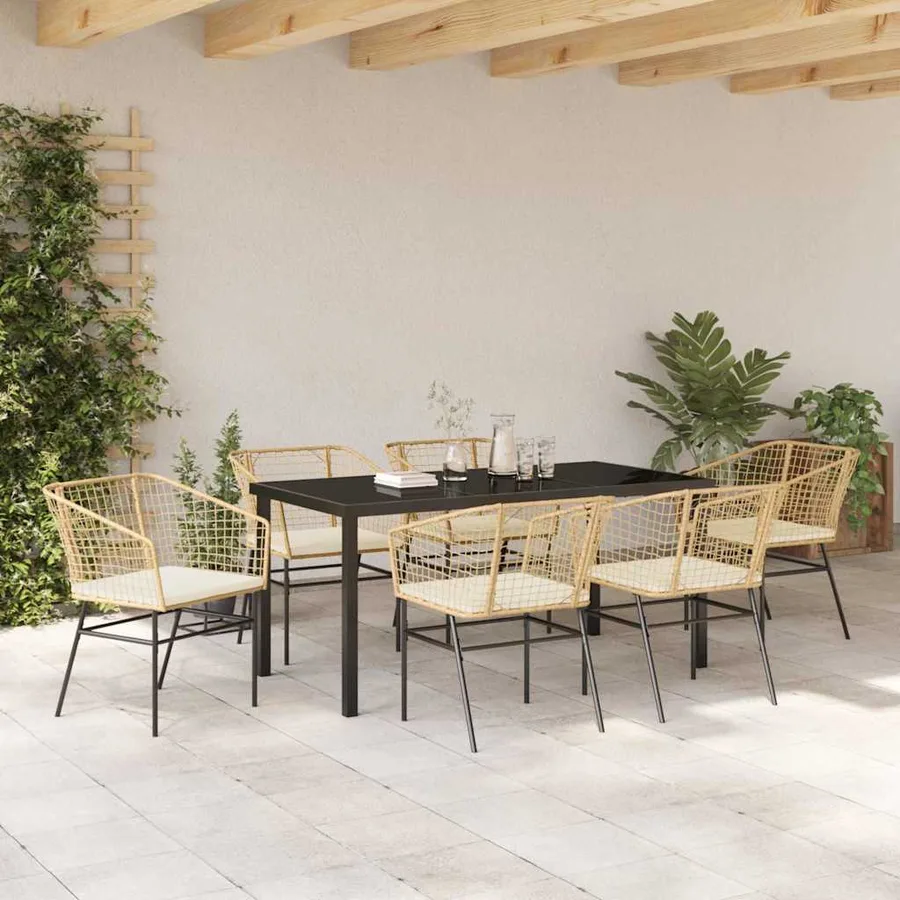 Ensemble de salle à manger pour jardin 7 pcs Marron polyrotin - 4