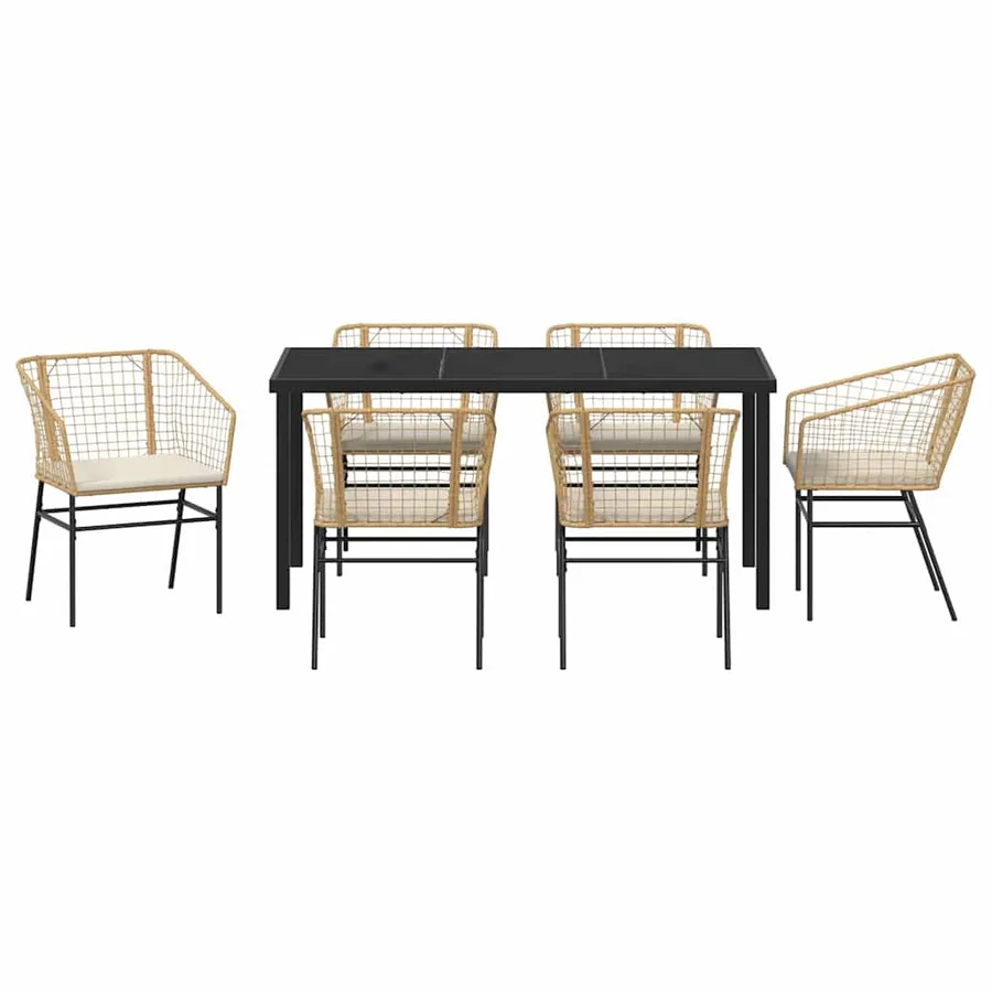 Ensemble de salle à manger pour jardin 7 pcs Marron polyrotin - 7
